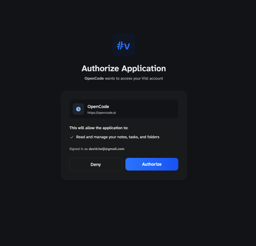 Browser showing the Vist MCP OAuth authorization screen